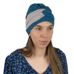 Fleurie Turban violette bleu canard