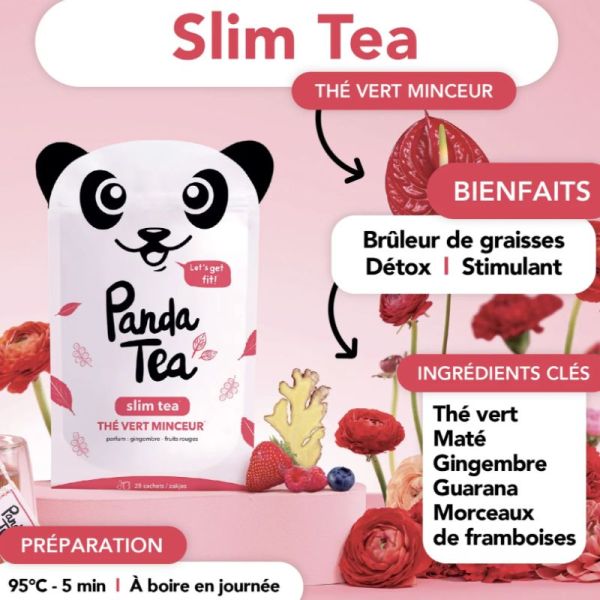 PANDA TEA Slim Tea thé vert minceur gingembre fruits rouges