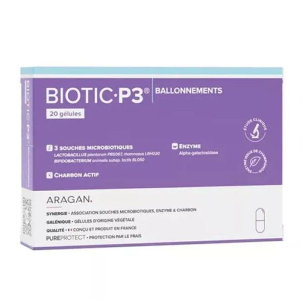 Aragan Biotic-P3 Ballonnements 20 Gélules