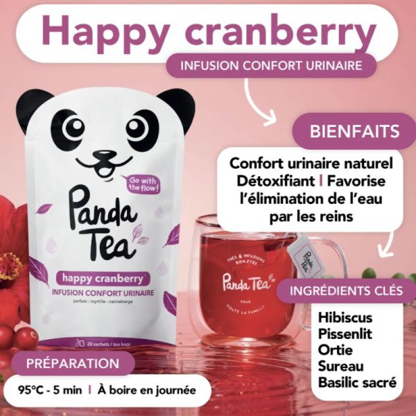 PANDA TEA Happy Cranberry confort urinaire myrtille canneberge