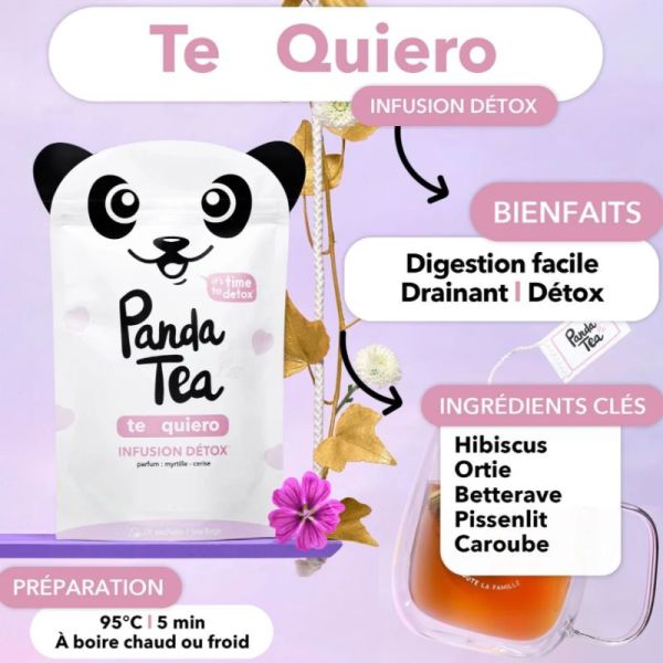 PANDA TEA TE QUIERO Infusion detox myrtille cerise