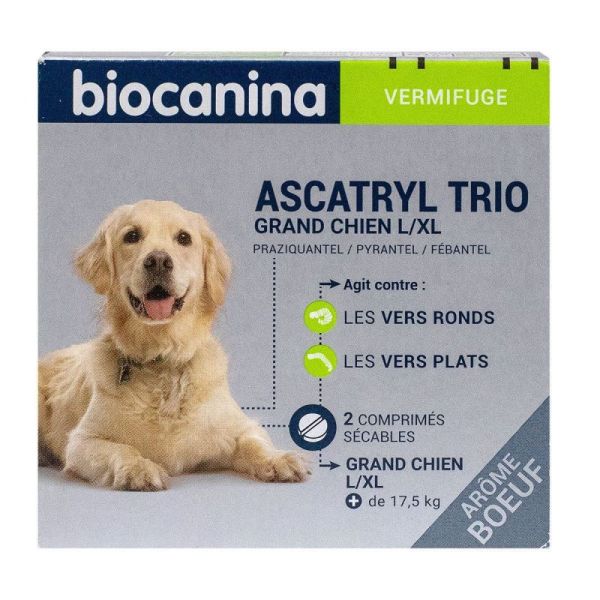 Biocanina Ascatryl Trio Grand chien L/XL 2 Comprimés